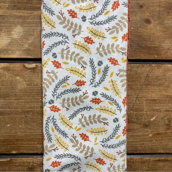NWT Kitchen Towels Set of 2 Thanksgiving Fall Home Decor Orange White - Picture 5 of 7